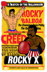 Zee Cee Art 13 x 19 graphic print.  Rocky Balboa and Apollo  Creed fight poster
